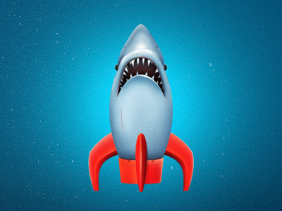 Sharkrocket icon illustration rocket shark