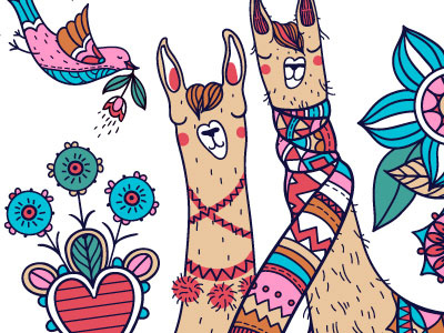 Llamas character illustration vector graphic