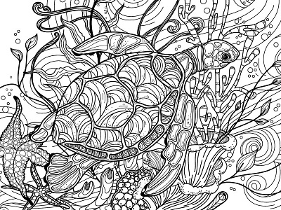 Underwater life coloring book illustration vector