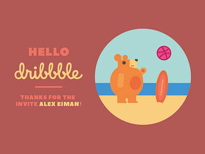 Hello Dribbble! I'm Ryan. bear debut first shot graphic design hello dribbble illustration invite thank you vector
