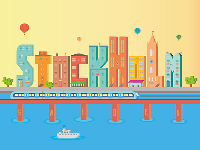 Stockholm 3d city design graphic design illustration illustrator stockholm type typography vector