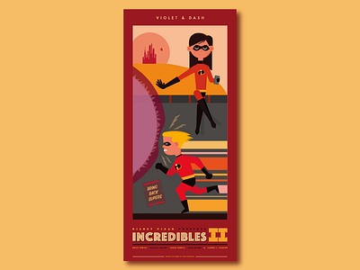 Violet & Dash art design disney graphic design illustration pixar poster the incredibles