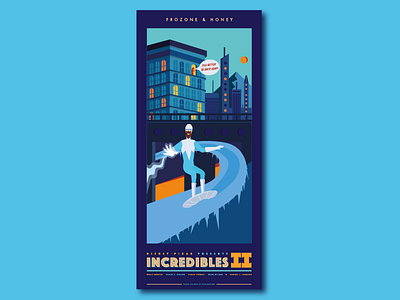 Frozone & Honey art design disney graphic design illustration pixar poster the incredibles