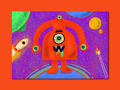 Planet-Hopping Alien alien art design graphic design illustration illustrator poster procreate sci fi space