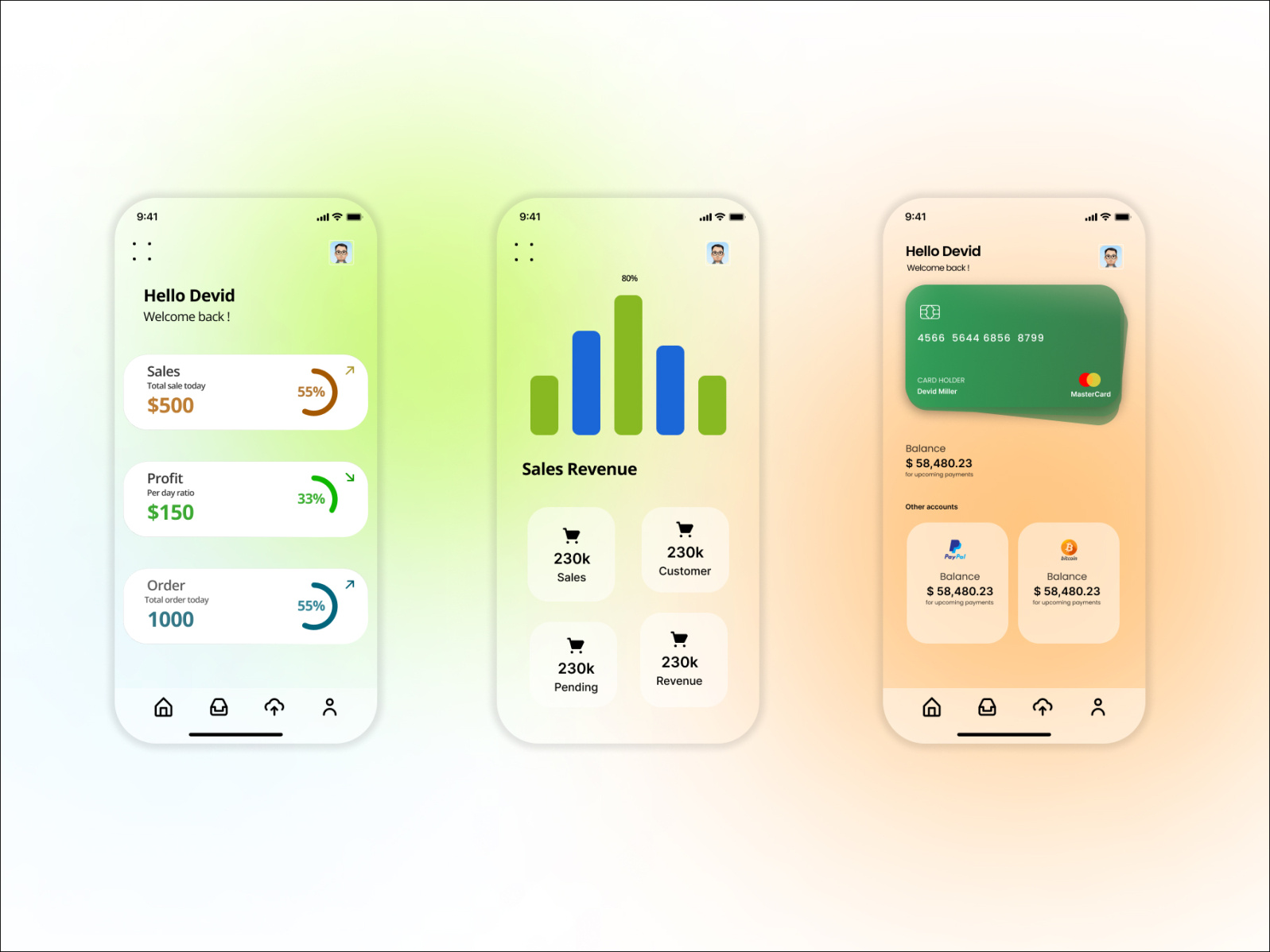 Finance App UI - Light Mode by Mohammad Helal on Dribbble