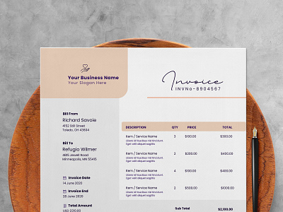 Modern invoice Canva template branding design graphic design typography