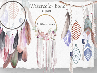 Bohemian watercolor bohemian clipart bohemian feathers bohemian watercolor boho clipart boho feathers boho print digital dream catche print dream catcher dream catcher art feathers clipart feathers print illustration watercolor boho watercolor feathers