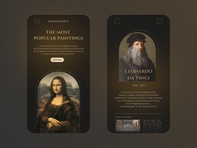 Renaissance artists app branding design graphic design illustration typography ui ux vector web