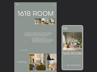 Architecture studio 1618 room / website 2022 agency bureau home interior interior design main page main screen minimalism minimalistic mobile portfolio repair room swiss style ui ux web web design website