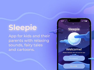 Sleepie: sleep assistant app for parents. 100 days of ui app design calm dailyui healthy interface ios app kids app logo lullaby mental health mobile app music app sleep sounds tracker app ui ui challenge ux web design wellness