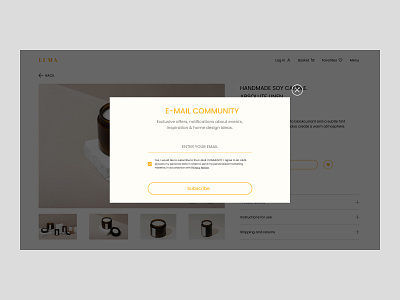 Daily UI 026: Subscribe form 2022 candle dailyui dailyui 026 e commerce ecommerce home decor newsletter online shop online shopping product store subscribe subscribe form ui ux web design website