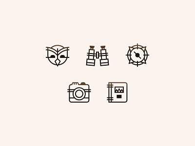 Jackson Hole Wildlife Safaris — 7 𝑜𝑓 9 binoculars camera compass design guide icon icon set iconography illustration notebook notes owl photography picture