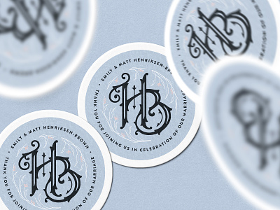 Henriksen-Brown Wedding — 4 𝑜𝑓 5 branding coaster custom lettering logo marriage monogram stickermule type typography wedding