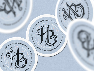 Henriksen-Brown Wedding — 4 𝑜𝑓 5 branding coaster custom lettering logo marriage monogram stickermule type typography wedding