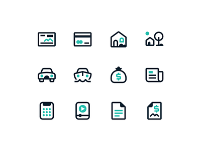 Kennebunk Savings Bank Icon System bank banking boston branding calculator check clean credit card flat graphic design house icon icon set iconography illustration loan mortgage two tone ui web design