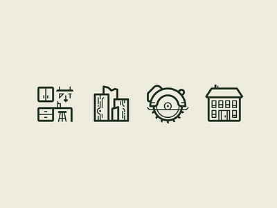 Elm Street Shop Icons — 2 𝑜𝑓 2 branding circular saw diy graphic design house icon set iconography icons lumber shop wood woodworking