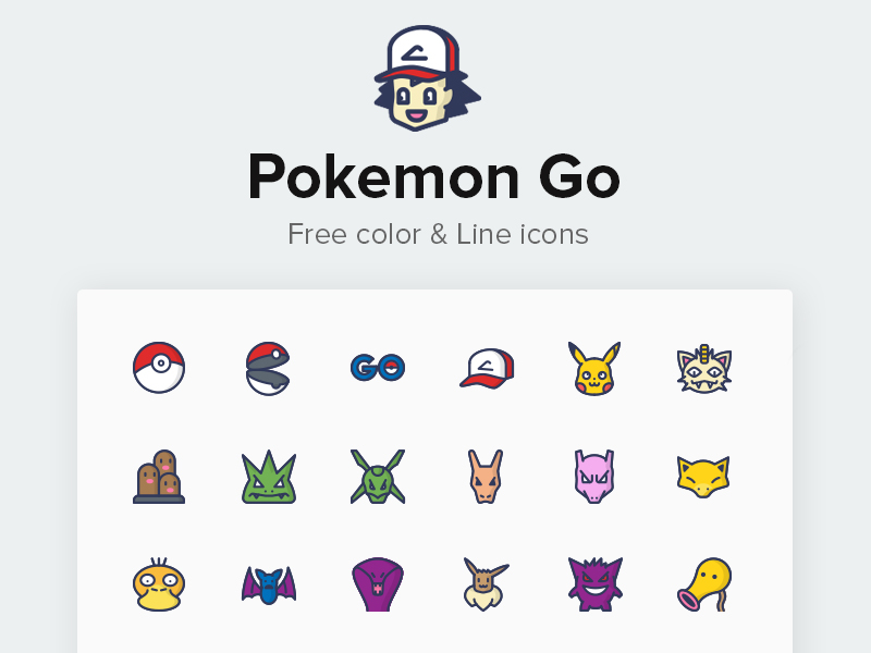 Free Pokemon Icon - Download in Colored Outline Style