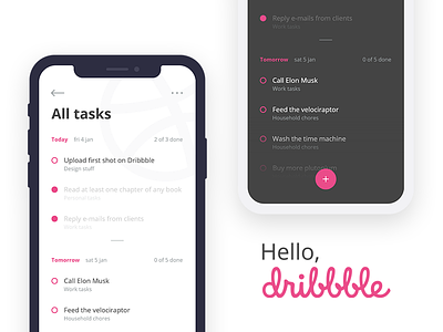 Hello, Dribbble app debut dribbble first shot hello dribbble interface manager reminder task to do list todo todolist ui