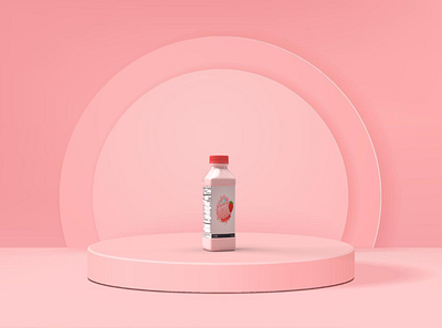 Strawberry Milk 3d 3dart 3drender adobe adobedimension art artist design designer dimension product productdesign render