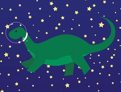 Brontosaurus Astronaut adobe art artist astronaut brontosaurus design designer dinosaur graphic design illustration illustrator space stars