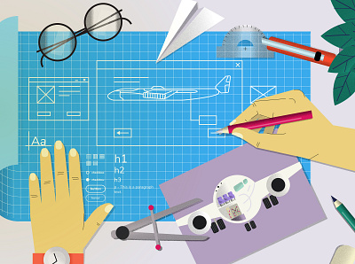 Medium article illustration aviation design system flat illustration plant vector