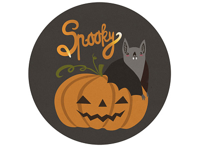 Halloween sticker bat dark halloween illustration pumpkin spooky typo typography