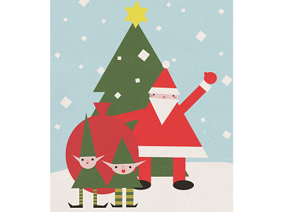 Christmas card card christmas cold elves festive santa snow vector winter