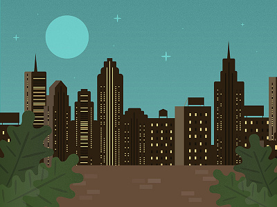 Background background blocks bricks city flat lights moon nigt plants rooftop skyline vector