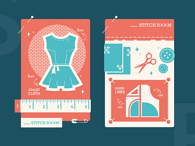 Sewing cards buttons cards clothes creative design dress illustration measurement patterns pins sewing sewing kit