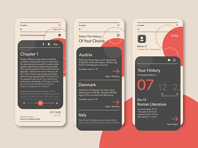 E.reader (2nd section) app history minimalist design minimalistic app reading reading app ui ui design ux ux design web app webdesign