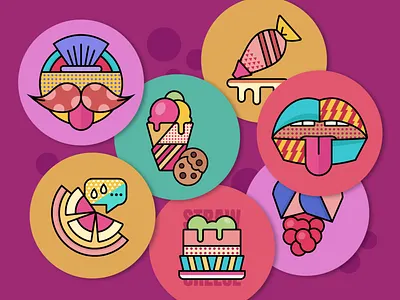 Wacki Stickers abstract branding dessert fun graphic design illustration pattern stickers vibrant wacky