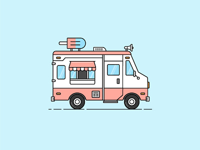 Ice Cream Truck ice cream illustration line art truck