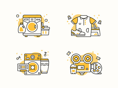 Weekend Activity Icons icons illustration laundry movie music sports