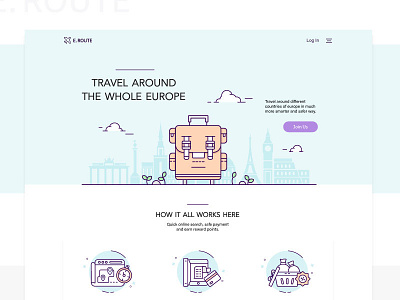 Travel Website Design europe icons illustration luggage payment rewards search