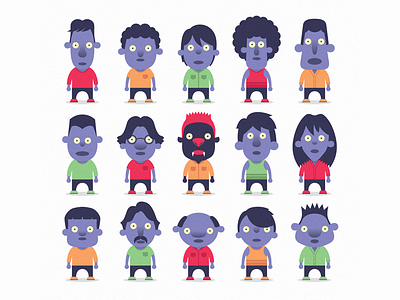 Vampire Town - Villagers citizens hairstyles head shapes illustration vampire town villagers
