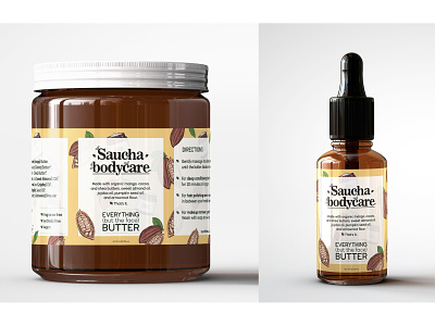 Packaging design for Saucha Bodycare (organic cosmetic).
