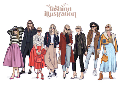 Fashion illustration beauty fashion illustration it girls style girls vector illustration watercolor
