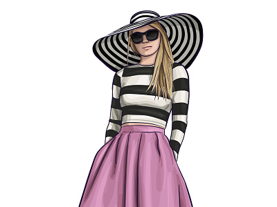 Fashion girl fashion illustration it girl shopping stylish vector art watercolor woman hat