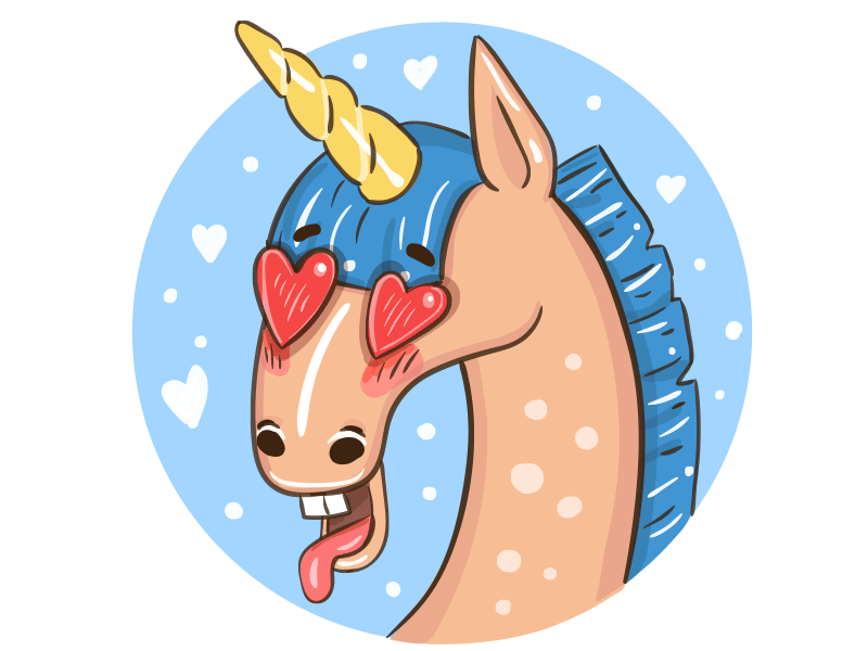 Unicorn in Love. Animated sticker. animation app crazy emoji gif love mesenger mobile rainbow sticker unicorn