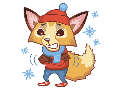 Foxy Ginger. Christmas is coming! cold emoji fox freeze messenger new snow sticker ui ux winter year