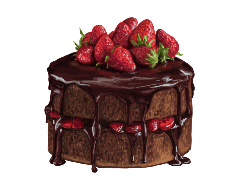 Vector Strawberry Cake, work in progress, gif by Natalka Dmitrova on  Dribbble