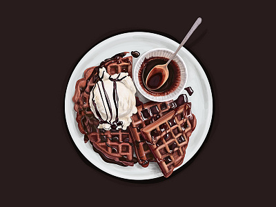 Chocolate waffles. Vector illustration. chocolate coffee cream food ice starbucks top vector view waffle