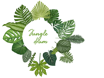 Jungle Drum, hand drawn vector illustration animal banana beach ecology exotic flower forest green illustration jungle book leaves monstera nature palm tree pattern summer tropical vector wallpaper watercolor