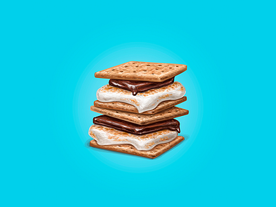 S'more ad advertising blue chocolate christmas cocoa cookie cozy food heating marshmallow poster resliastic smore smores snack united vector warm watercolor