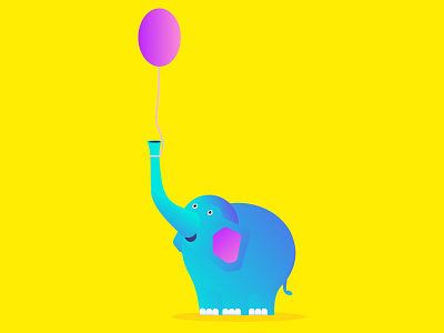 Elephant 2d cartoon color design elephant flat fun illustration summer ui ux vector