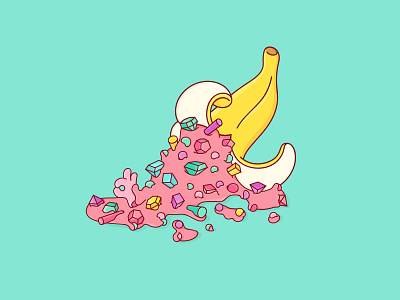 Banana Spill art bananas charactedesign colour palette cristal design diamonds gems ice cream illustration streetart sweet vector visual art