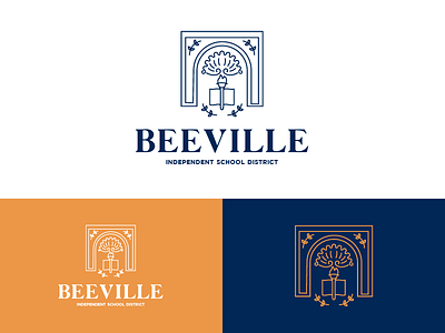Beeville ISD Logo building clean district drawing icon identity illustration independent line logo monument school