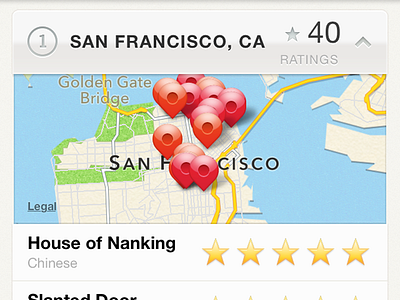 Ness Profile - Top Cities Detailed View bold bright chart cities city colorful cta data visualization drilldown geolocation infographics light location map map pins ness palette profile rating ratings