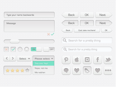 White UI Kit apple buttons elements facebook icons kit light pastel pinterest square twitter ui ui kit web white whitened