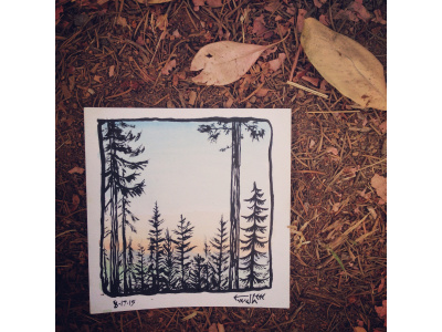 Nor. Cal Sunset 2d illustration india ink sketchbook sunset trees watercolor